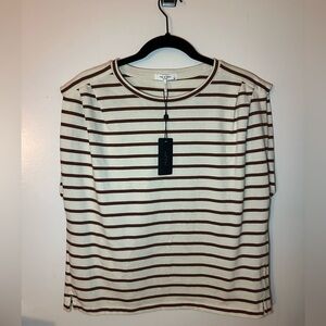 Rag & Bone Cream and Brown Striped Shirt